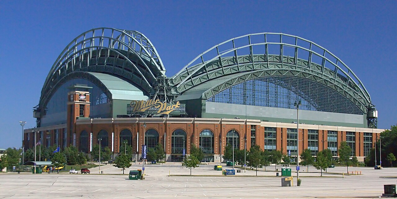 Exterior view of Miller Park baseball stadium in Milwaukee