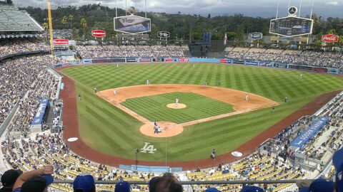 Dodger Stadium field seen from the upper deck